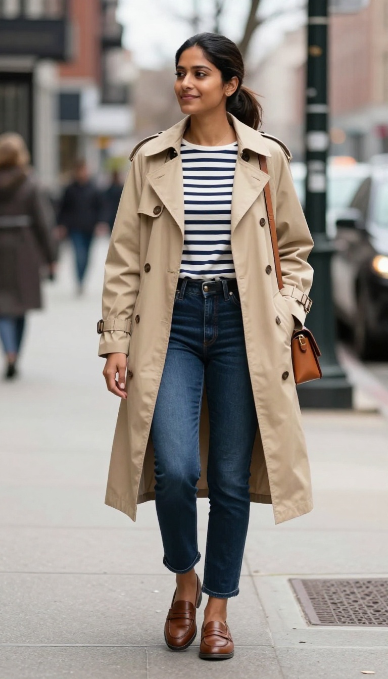 5. The Trench Coat and Denim Ensemble