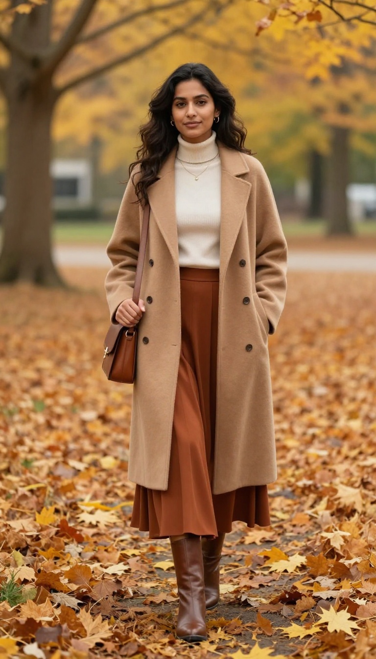 5. Turtleneck with Midi Skirt and Riding Boots