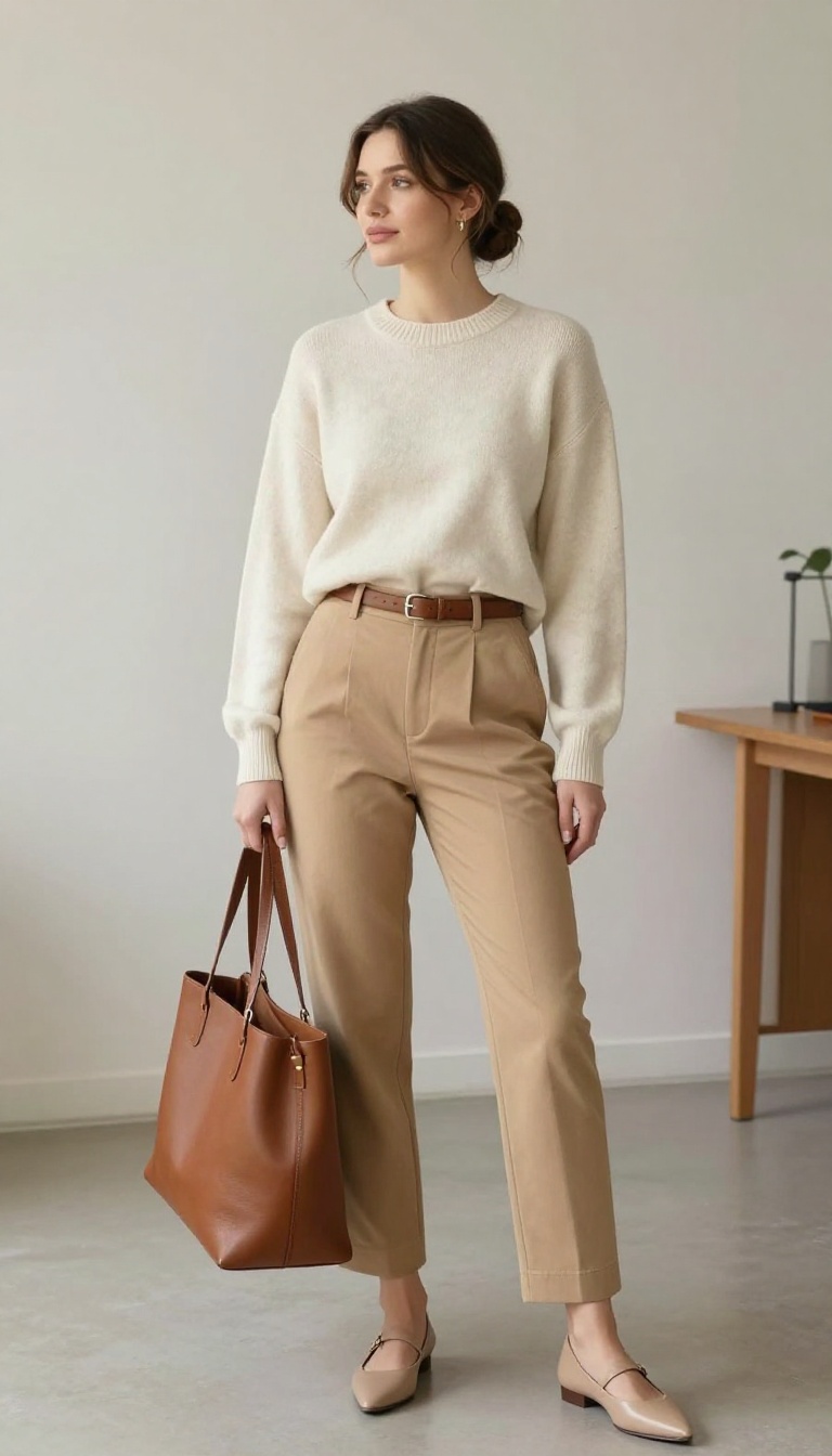 3. The Tailored Trousers and Cashmere Crewneck