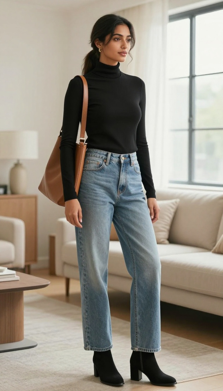 14. Wide-Leg Jeans & Turtleneck