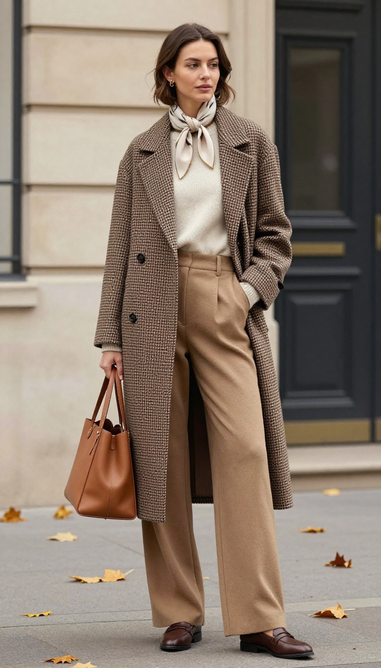 10. Wrap Coat with Wide-Leg Trousers
