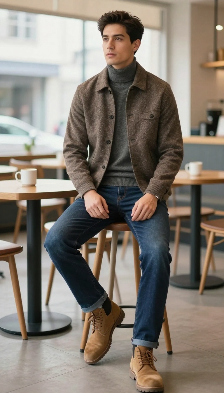 5. The Turtleneck and Tweed Jacket Ensemble