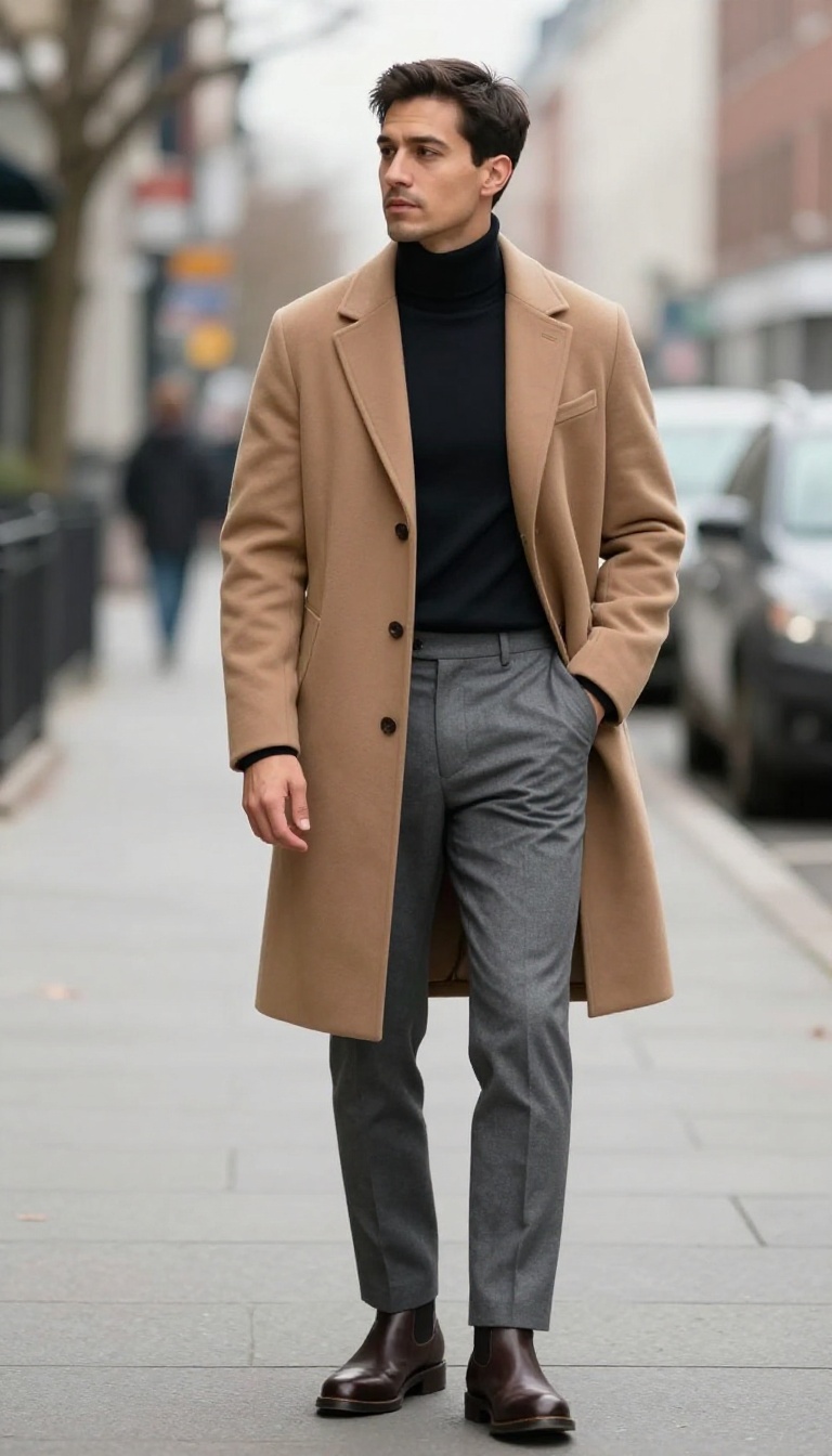 12. The Turtleneck and Overcoat Ensemble