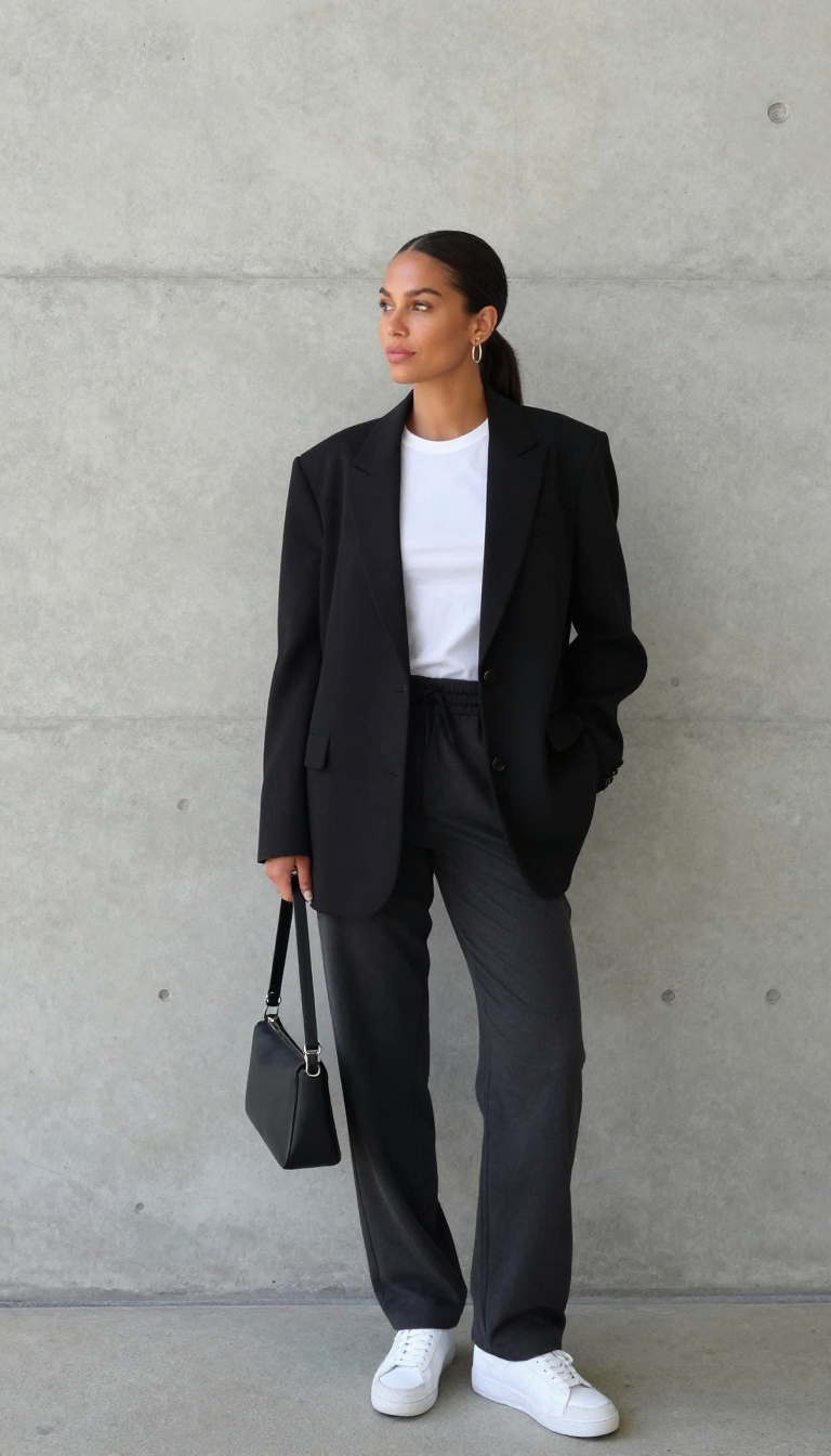 9. Baggy Joggers & Oversized Blazer