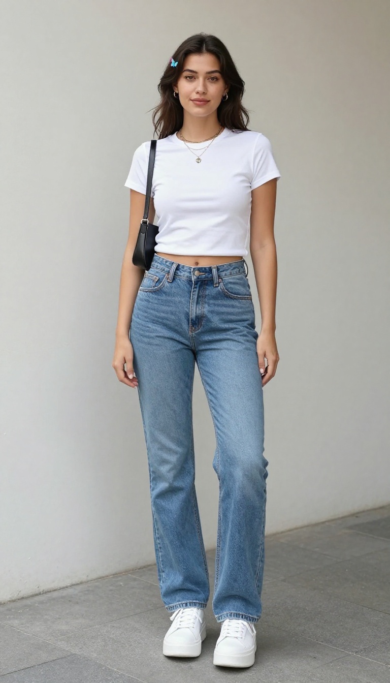 1. Low-Rise Jeans and a Baby Tee