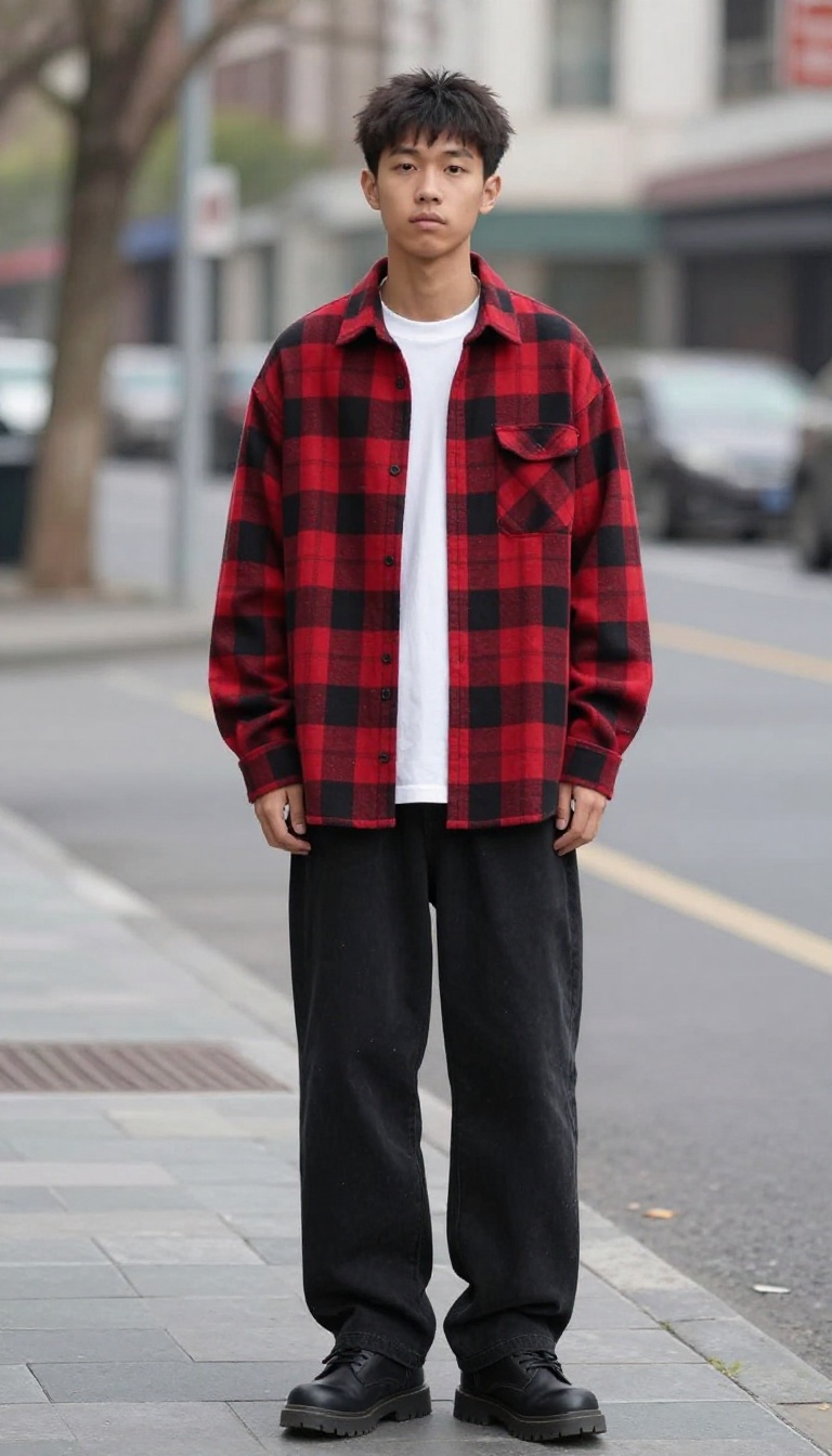 7. Oversized Flannel and Baggy Black Jeans