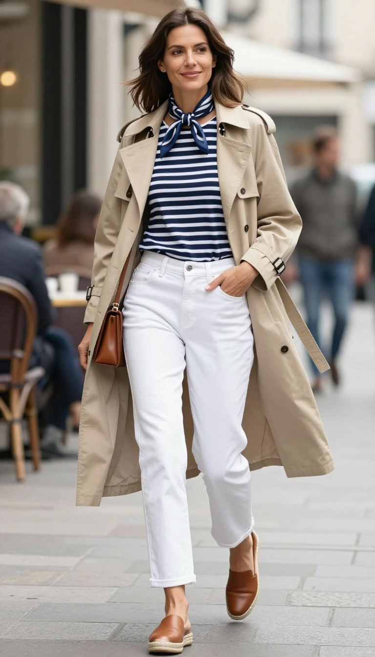 4. The Breton Stripe and White Jeans