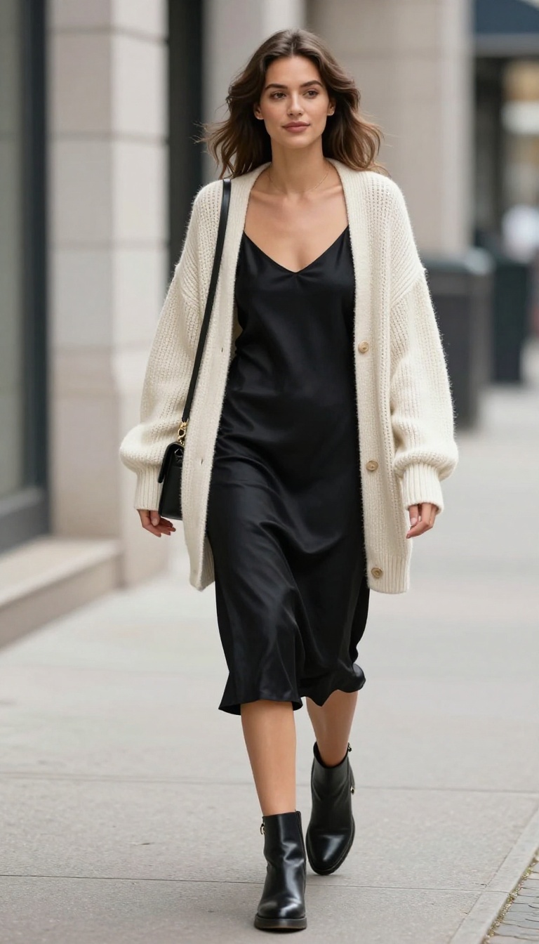 11. Cardigan Over a Slip Dress