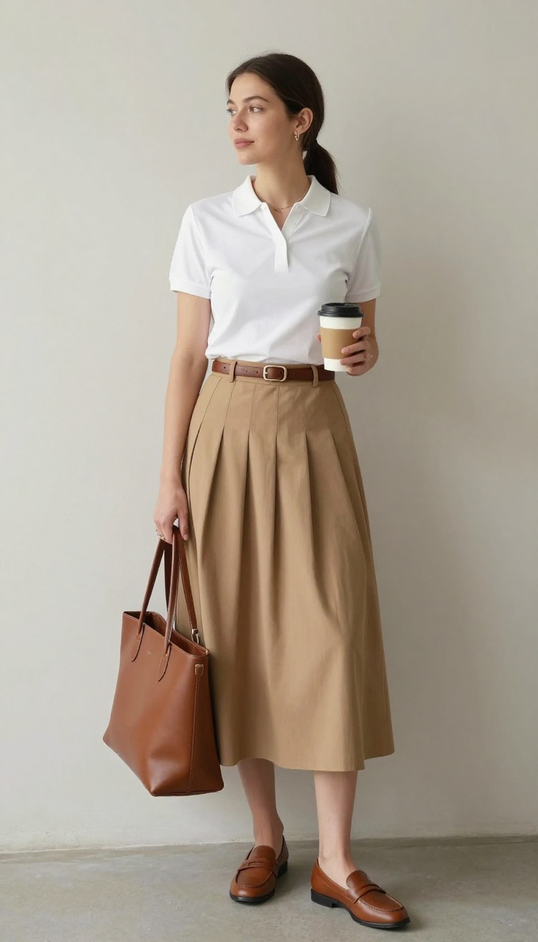 4. The Preppy Polo and Pleated Skirt