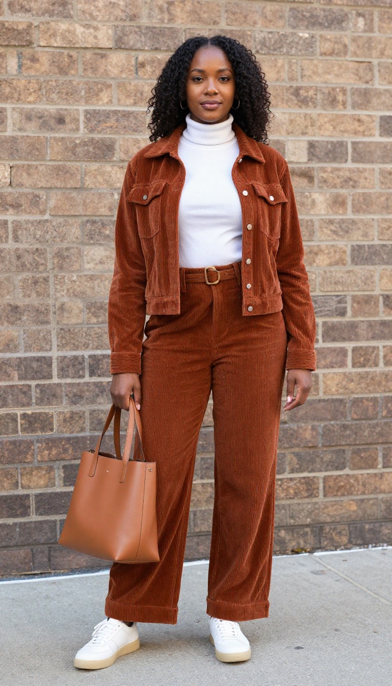 11. Corduroy Jacket + Wide-Leg Pants