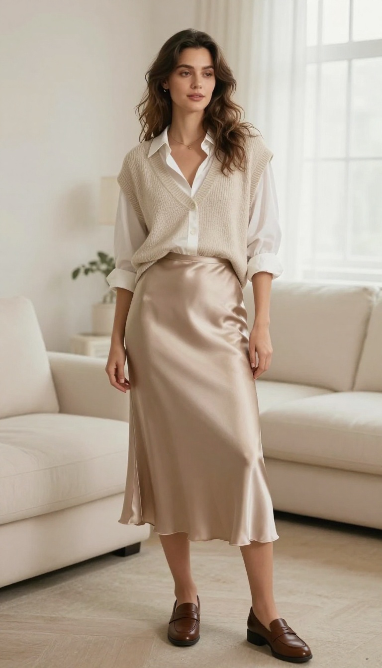6. Slip Skirt + Sweater Vest