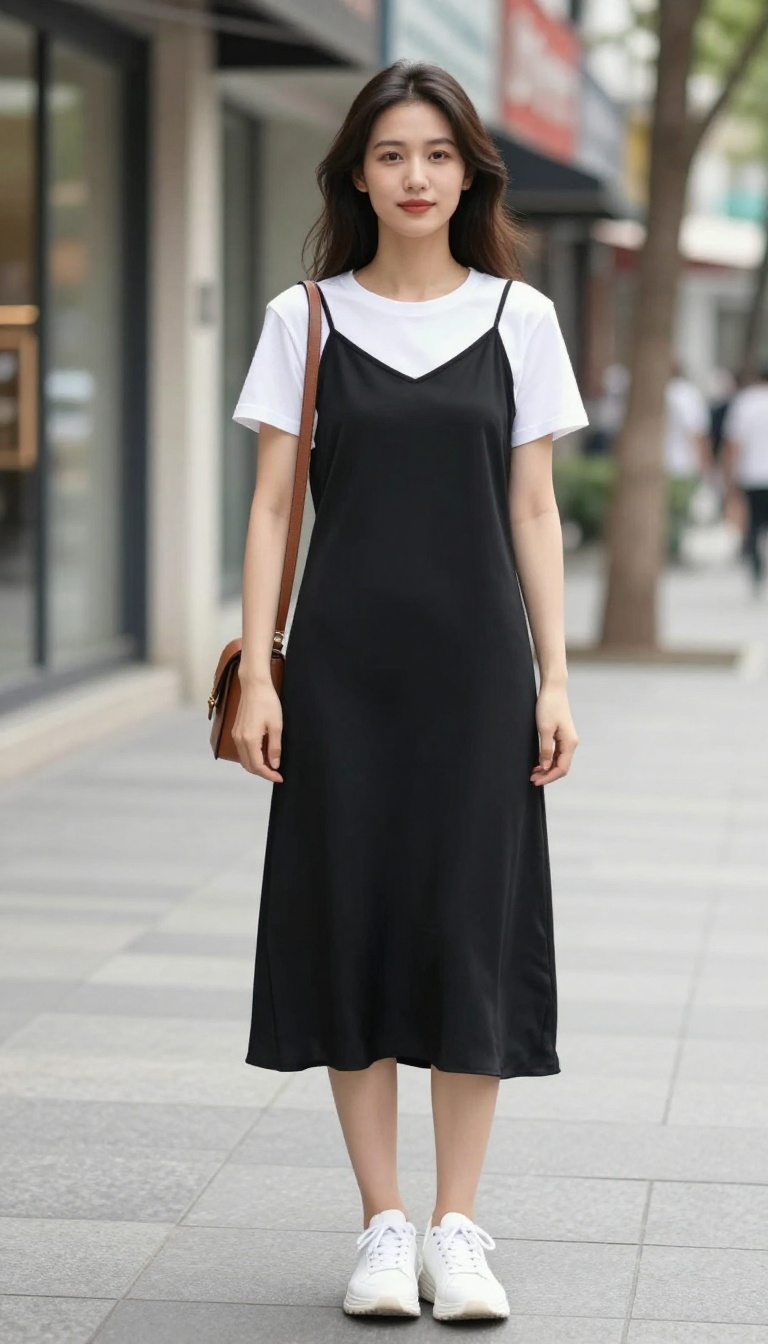 1. Slip Dress Over a White Tee