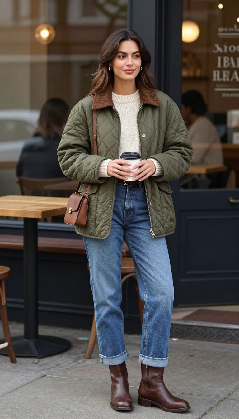 9. The Quilted Jacket and Jeans