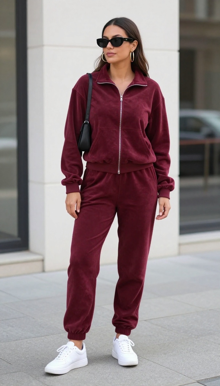 13. Velour Tracksuit and Hoop Earrings