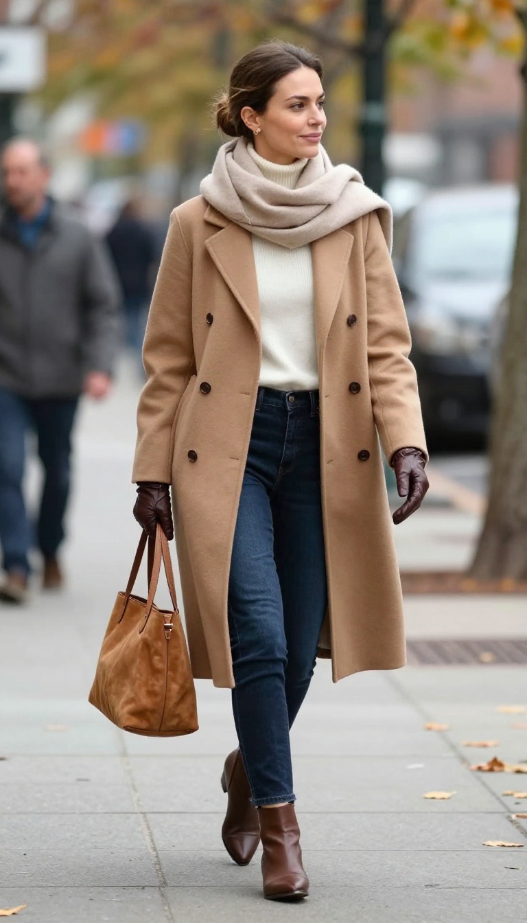 7. The Camel Coat and Cashmere Scarf