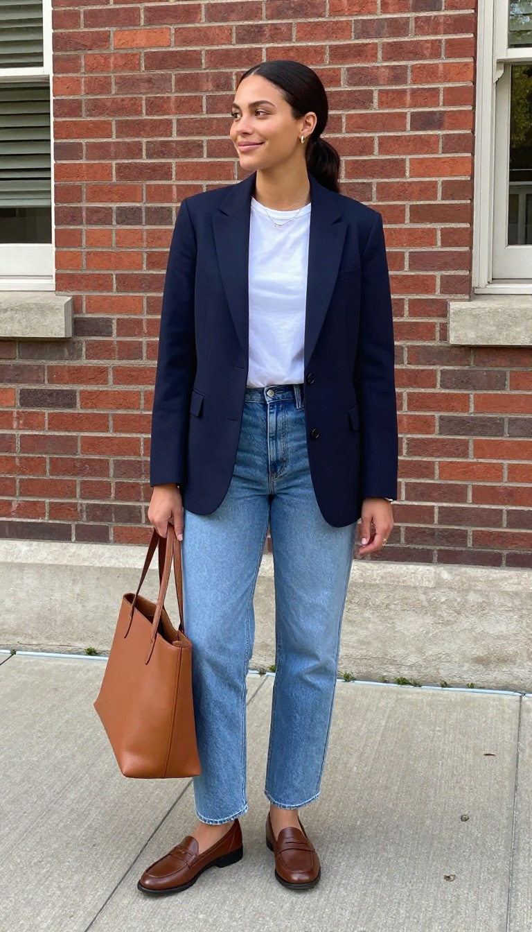 1. The Classic Blazer and Jeans Combo