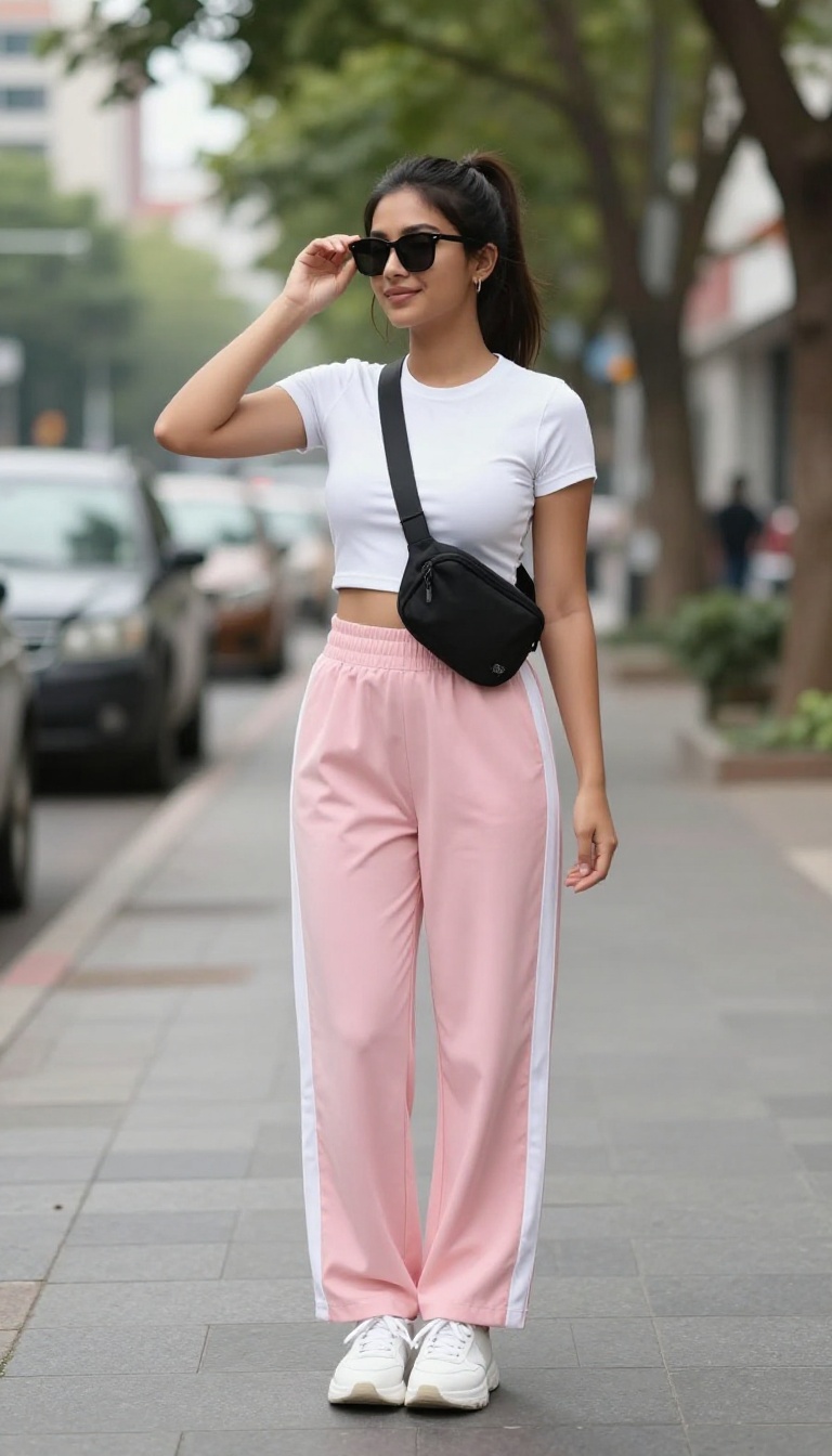 8. Track Pants with a Crop Top