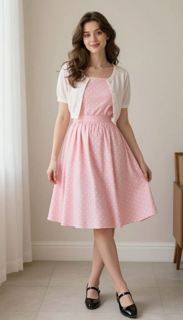 10. 1960s Babydoll Dress with Mary Janes
