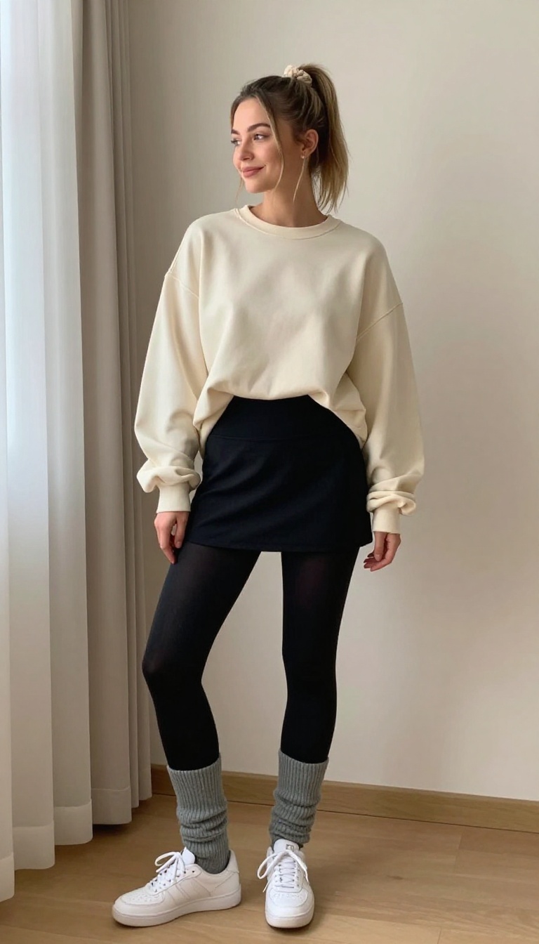 6. Leg Warmers and Mini Skirt Combo