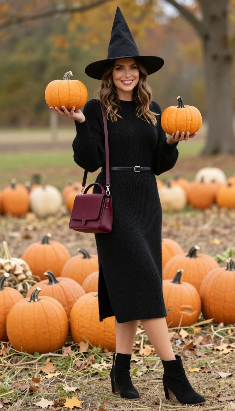 11. Casual Witch: Knit Dress and Ankle Boots