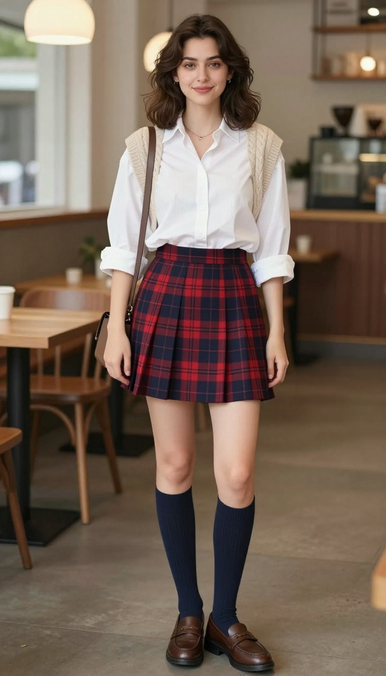 8. Pleated Skirt and a Sweater Vest