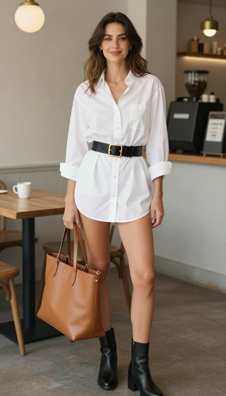 10. Statement Belt Over a Shirt Dress