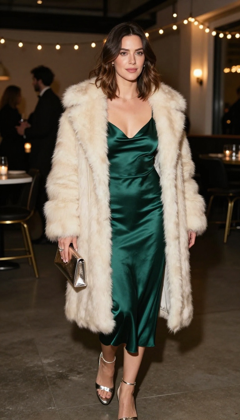 12. Faux Fur Stole and Slip Dress
