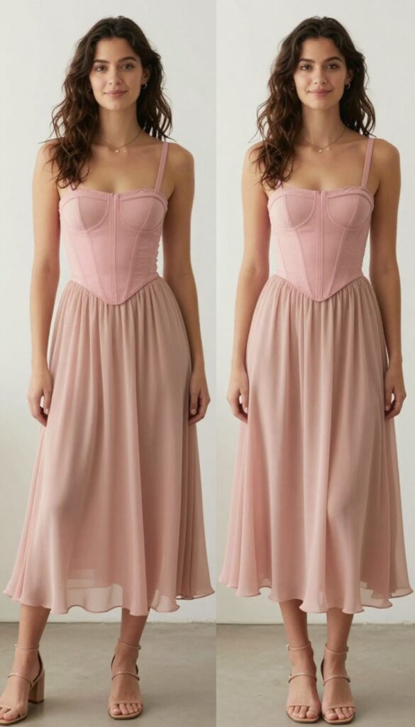 14. Pink Corset Top with Flowy Skirt