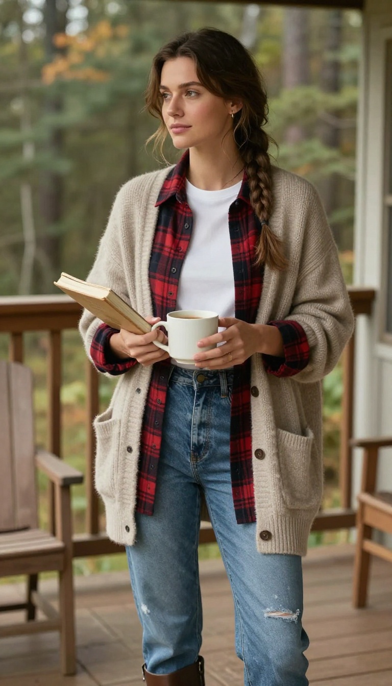 7. Folklore Era: Plaid Shirt and Cardigan