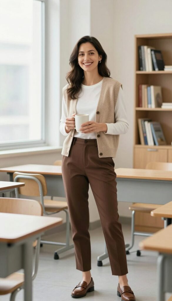 9. Sweater Vest + Long-Sleeve Tee + Trousers