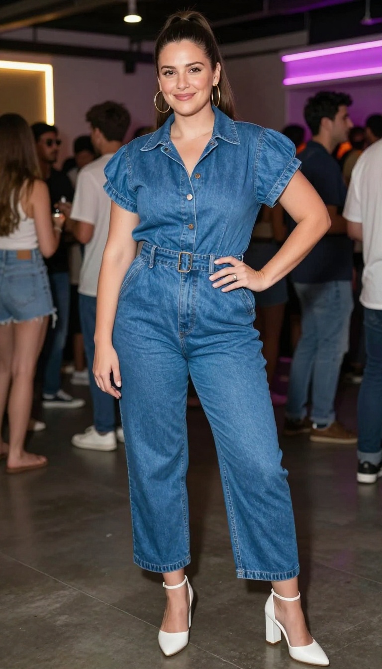 8. Shoulder-Pad Neon Jumpsuit