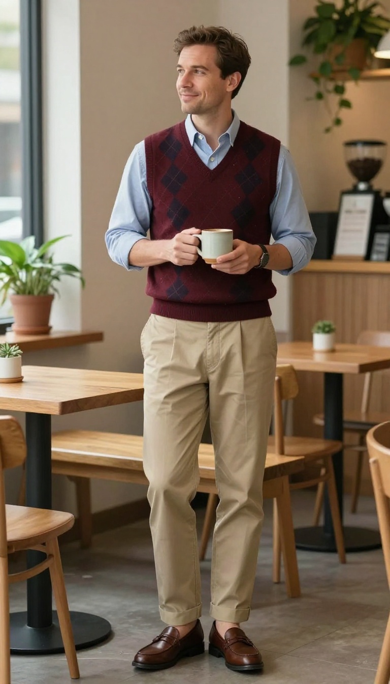 6. The Sweater Vest: Smart Casual Throwback