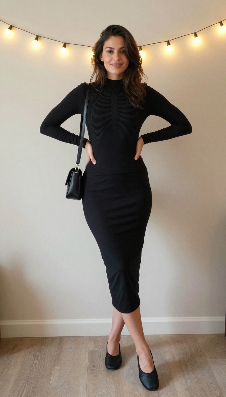 6. Skeleton Bodysuit with a Skirt