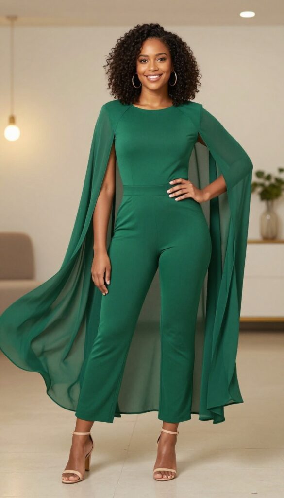 11. Jumpsuit With a Sheer Cape