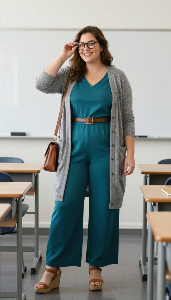 5. The Jumpsuit with a Cardigan