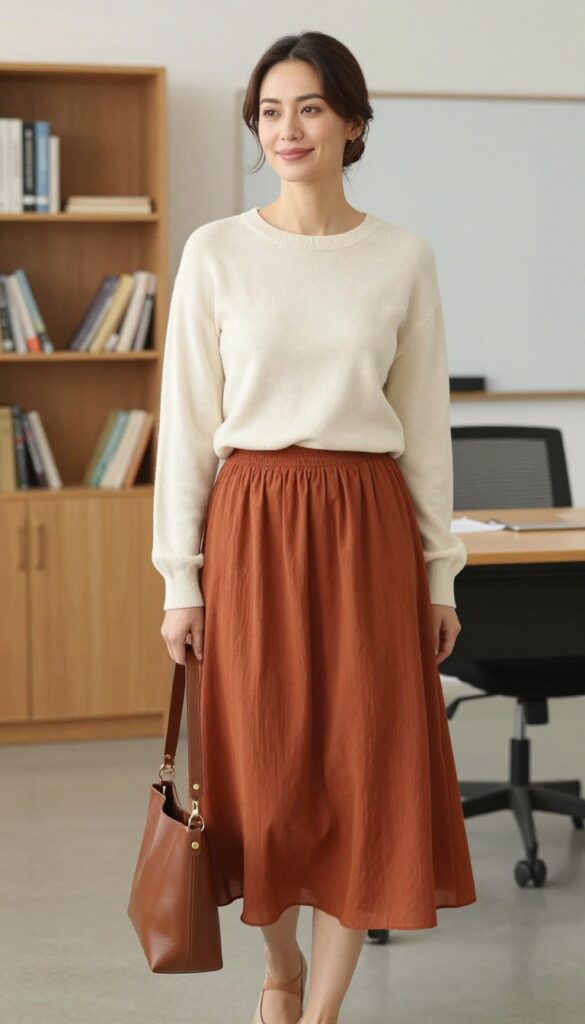 2. The Midi Skirt and Knit Top