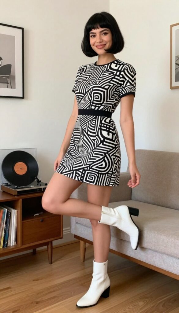 2. 1960s Mod Shift Dress with Go-Go Boots