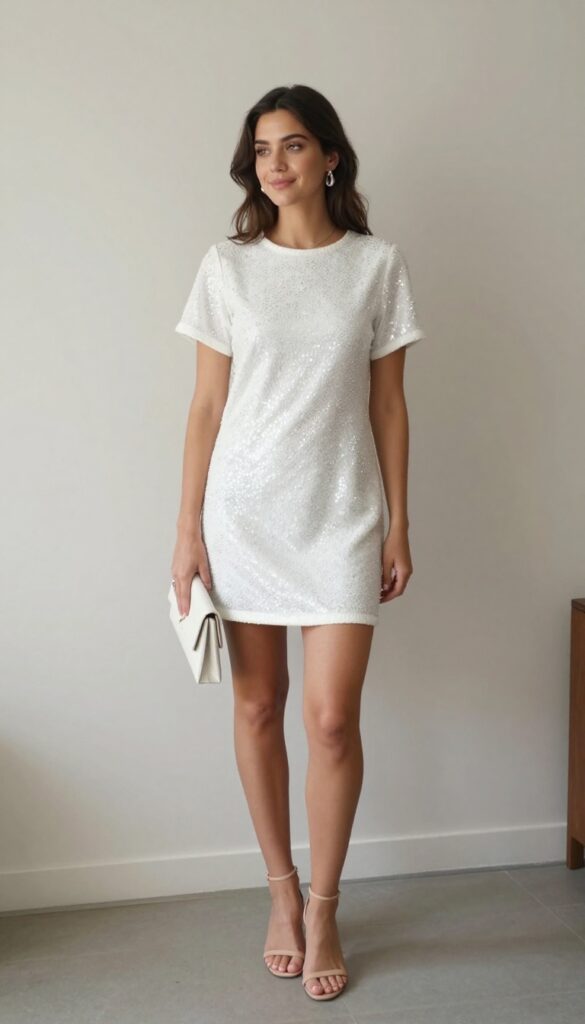 3. Embellished Mini Dress with Statement Earrings