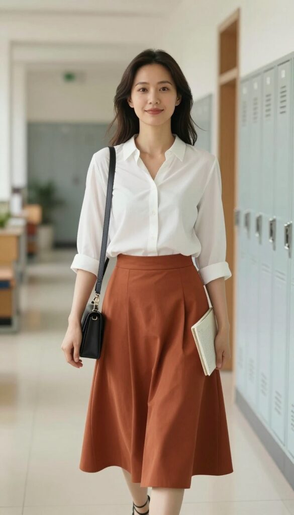 12. Skirt and Blouse with Flats