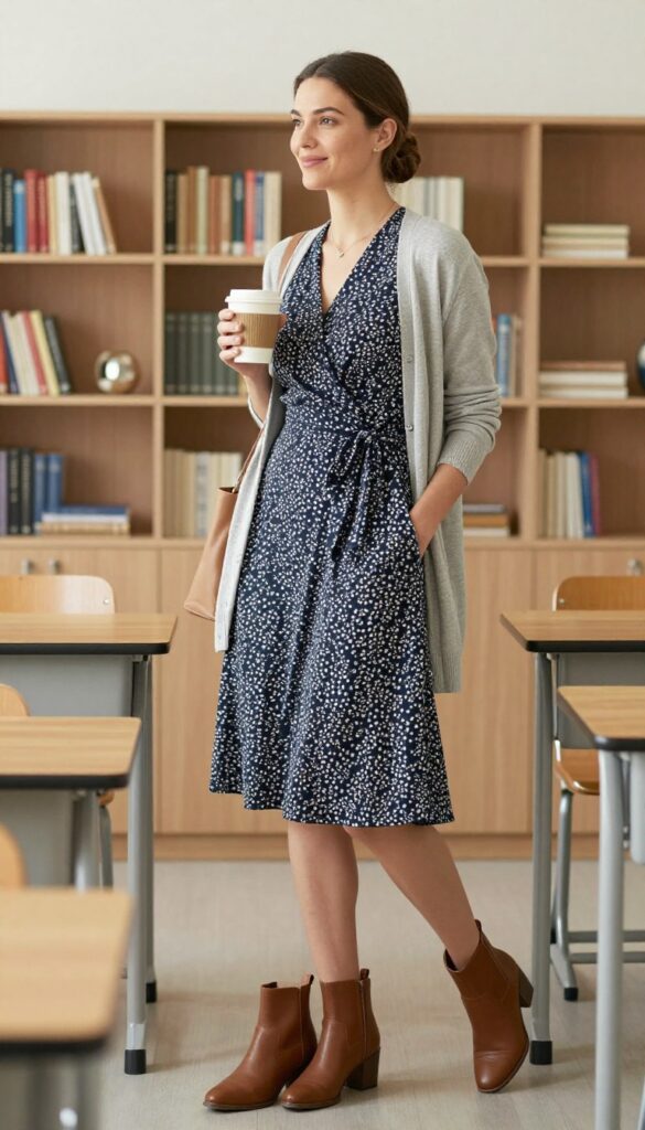 5. The Wrap Dress and Cardigan
