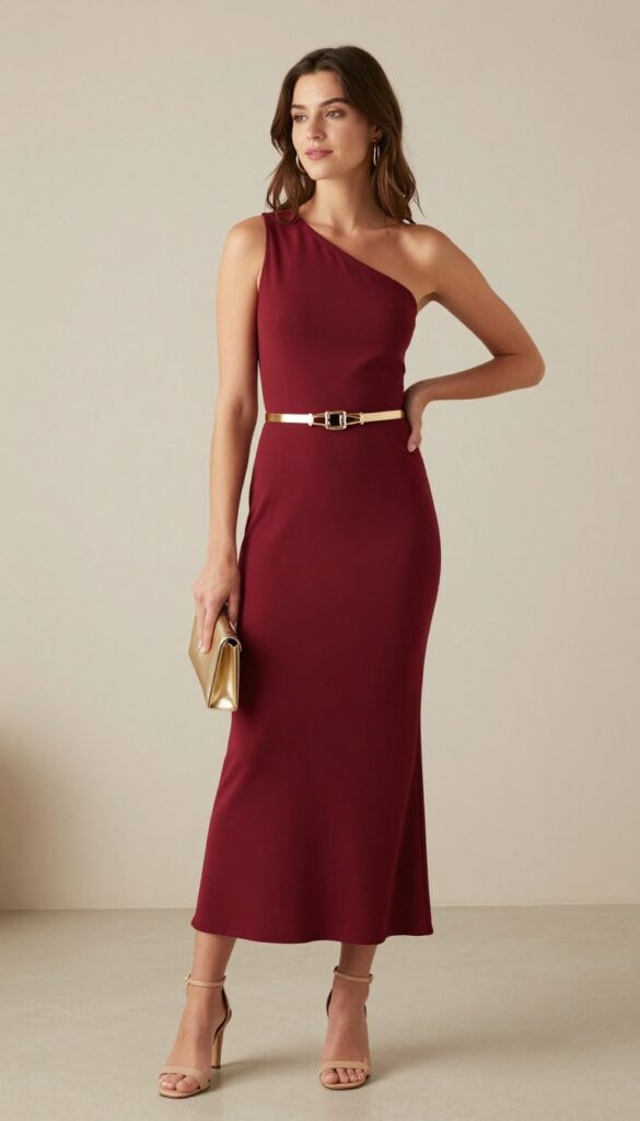 13. One-Shoulder Dress with Statement Belt