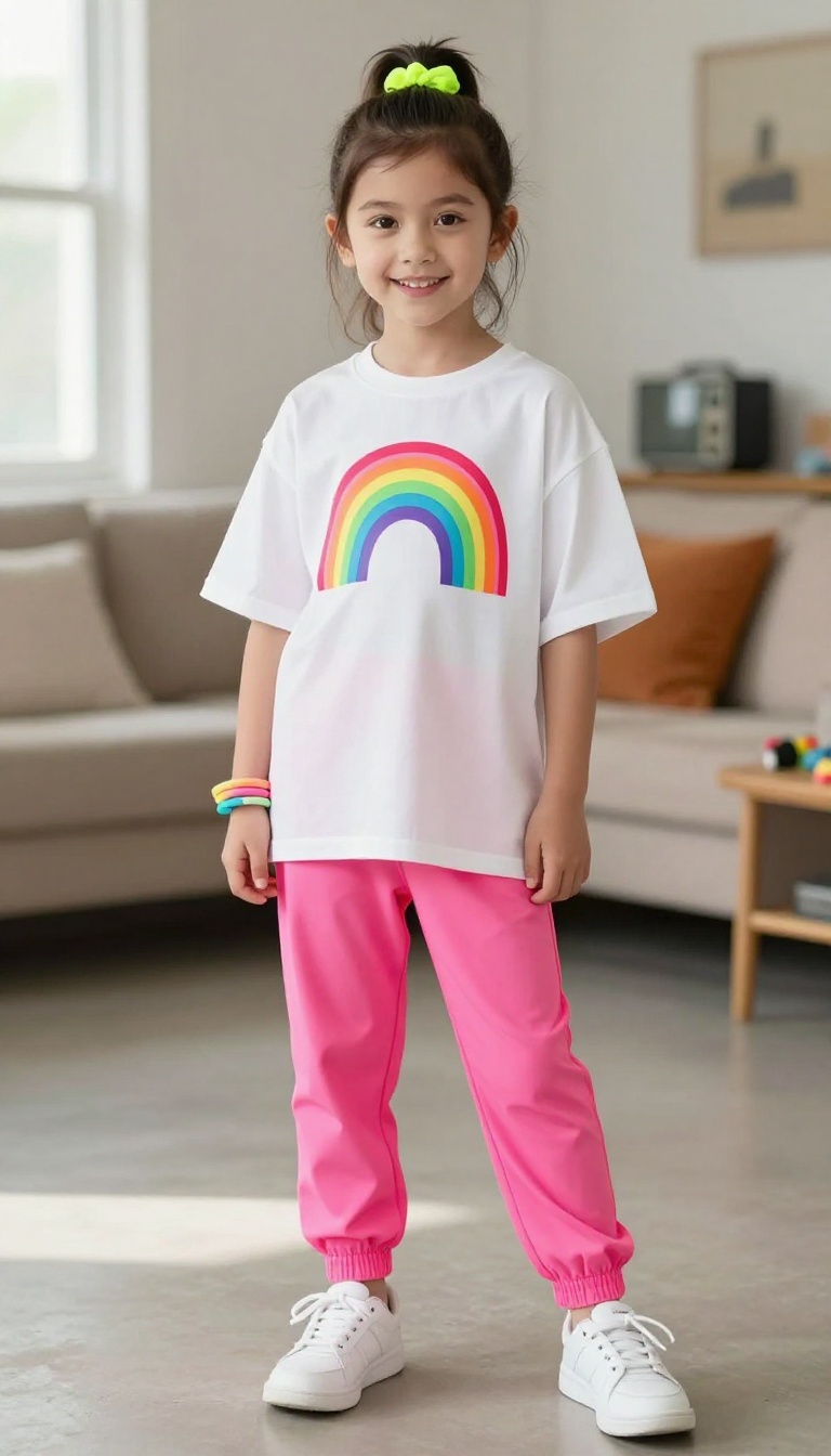 1. Neon Leggings and Oversized Tee