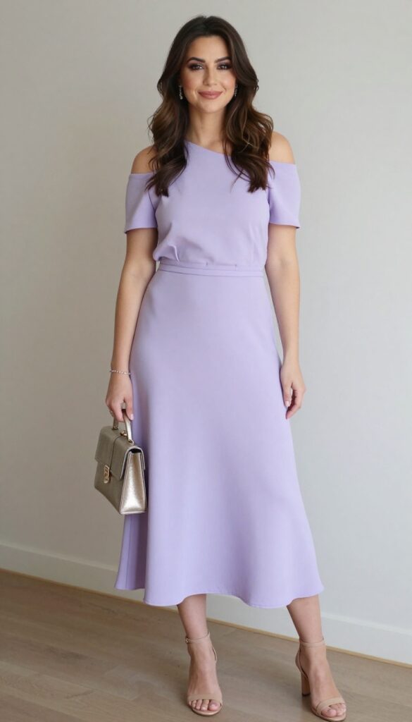 5. Off-the-Shoulder A-Line Dress with a Cinched Waist