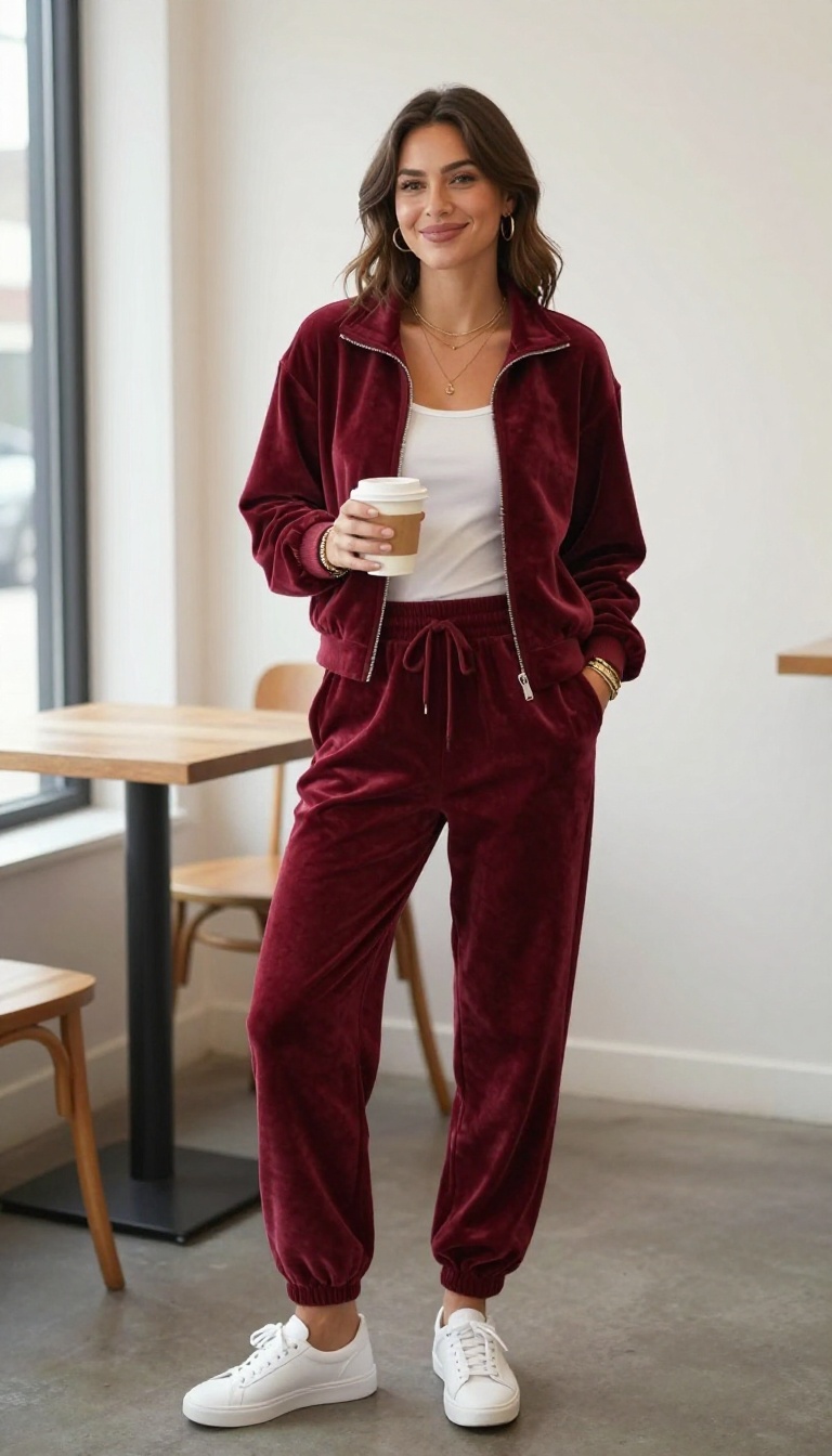 13. Velour Tracksuit with a Luxe Feel
