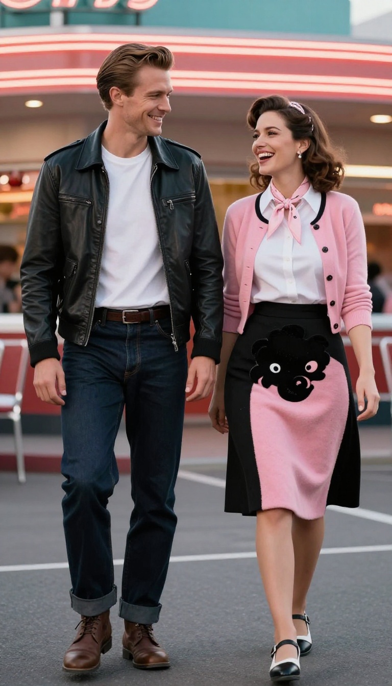 3. Retro Diner Duo: 50s Greaser and Soda Shop Girl