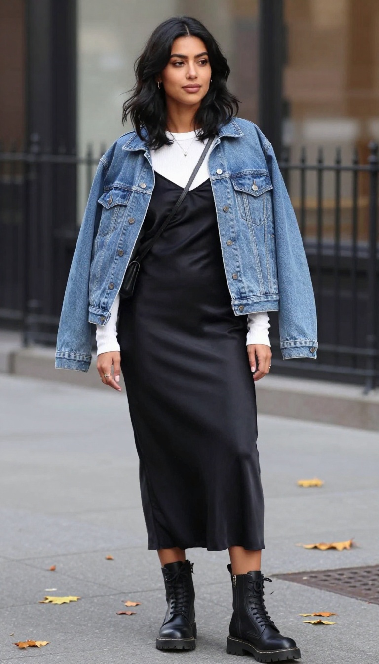 9. Slip Dress Over Long-Sleeve Tee