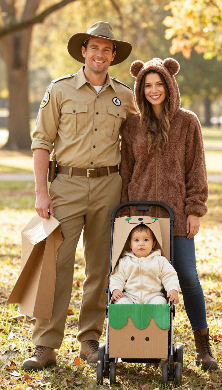 8. Camping Crew: Bear, Park Ranger, and a Little Tent