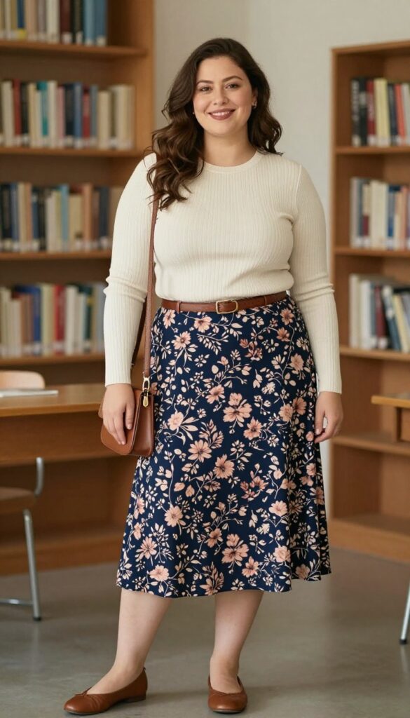7. Midi Skirt & a Knit Top