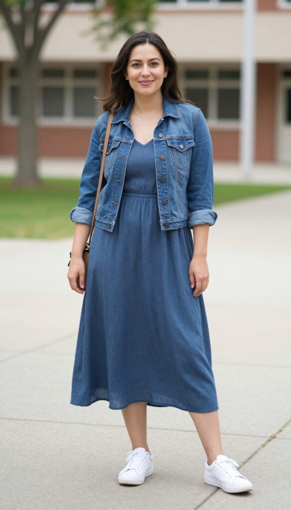 10. The Maxi Dress and Denim Jacket