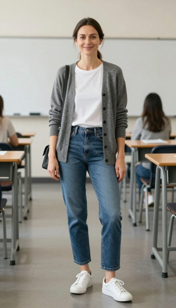 1. The Classic Cardigan and Jeans Combo